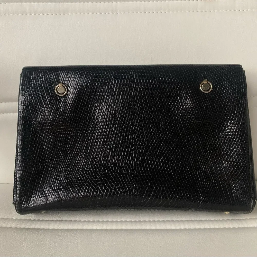 Vintage Judith Lieber Collection Piece Black Lizard Leather Purse Crossbody